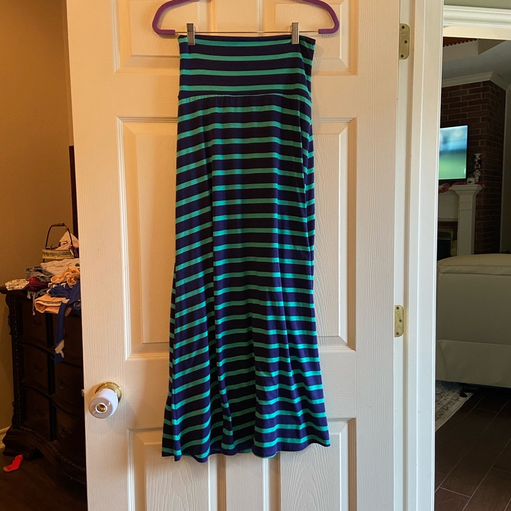 Striped Blue and Green Women's Skirt